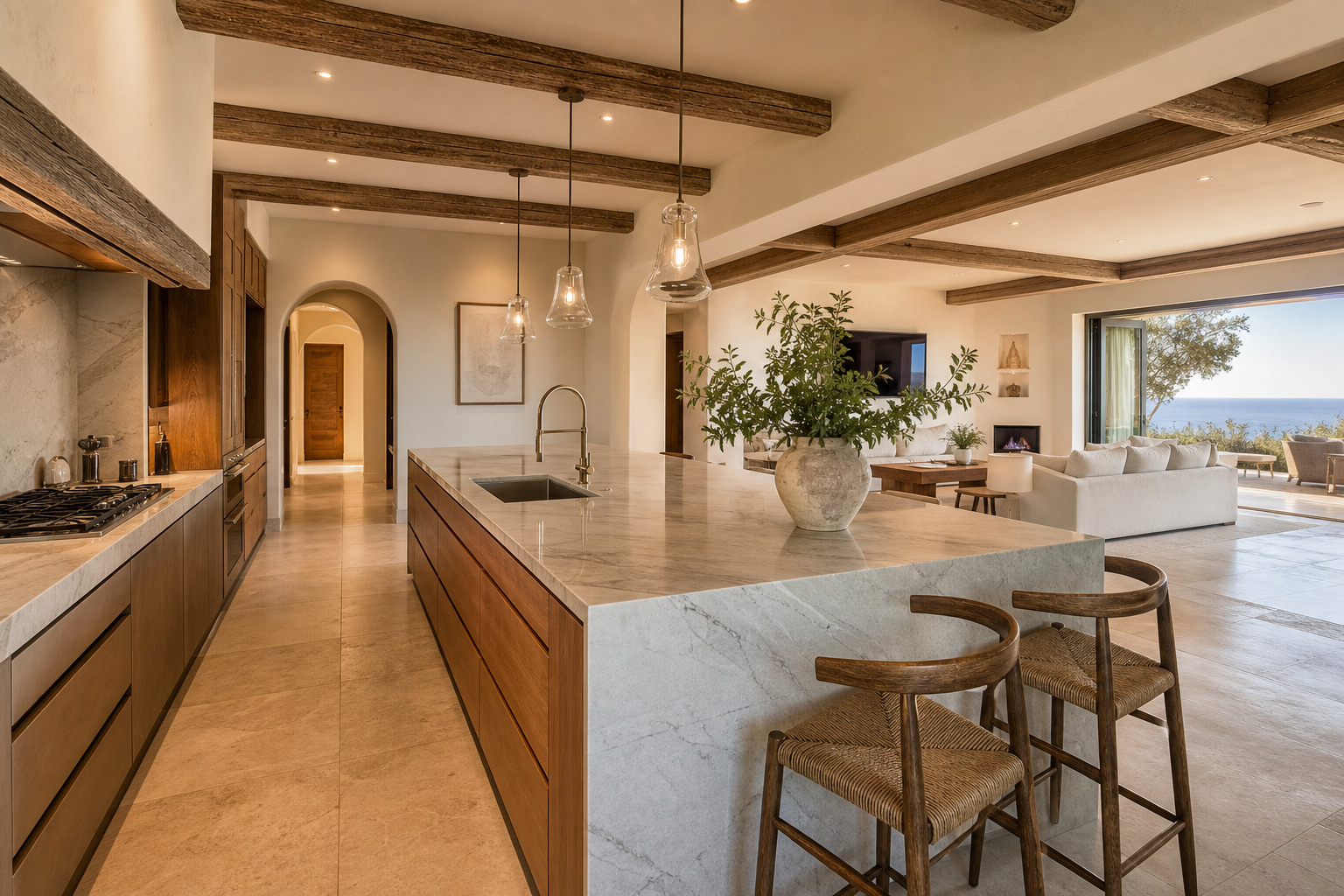 Cocina de concepto abierto con isla - reforma ISAR Bizkaia