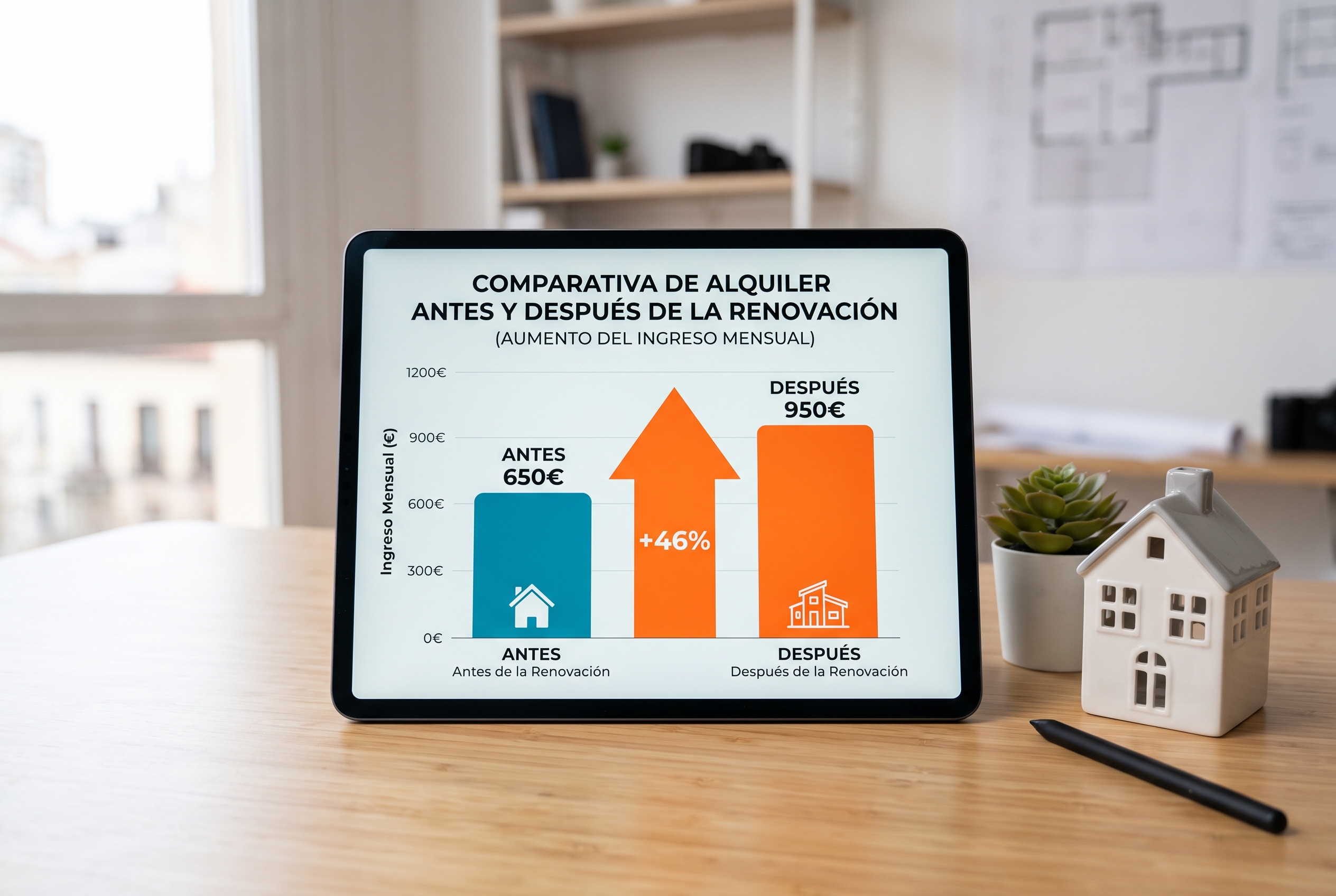 Gráfico de rentabilidad de reforma para alquiler en Bizkaia
