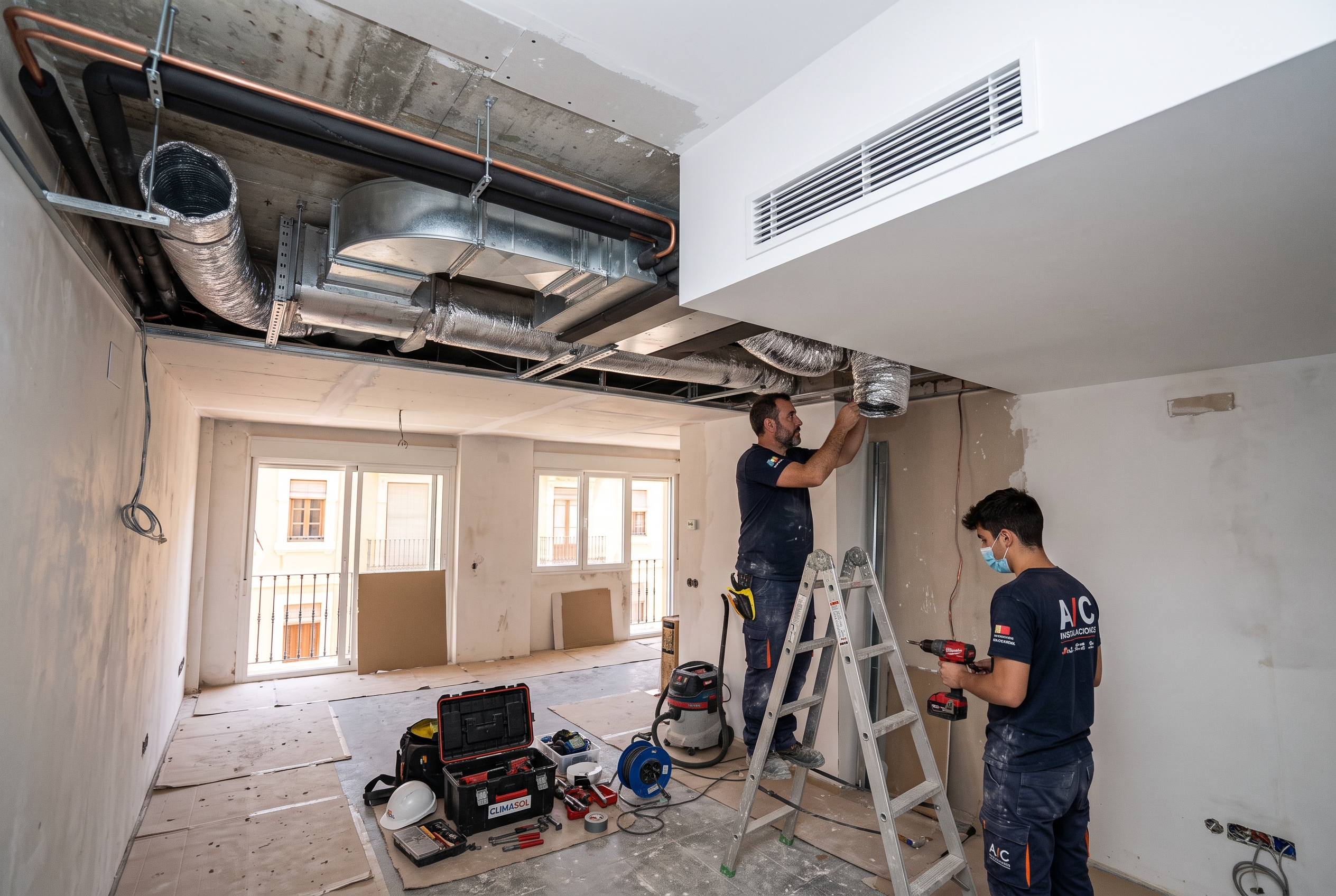 Instalación de aire acondicionado por conductos en una reforma integral